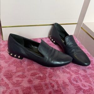 Balenciaga Navy Leather Loafers for Women